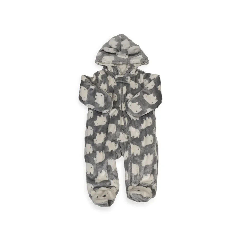 Cozy Baby Hooded Thick Jumpsuit Polar Bear Print for Cold Weather 3M By Carters